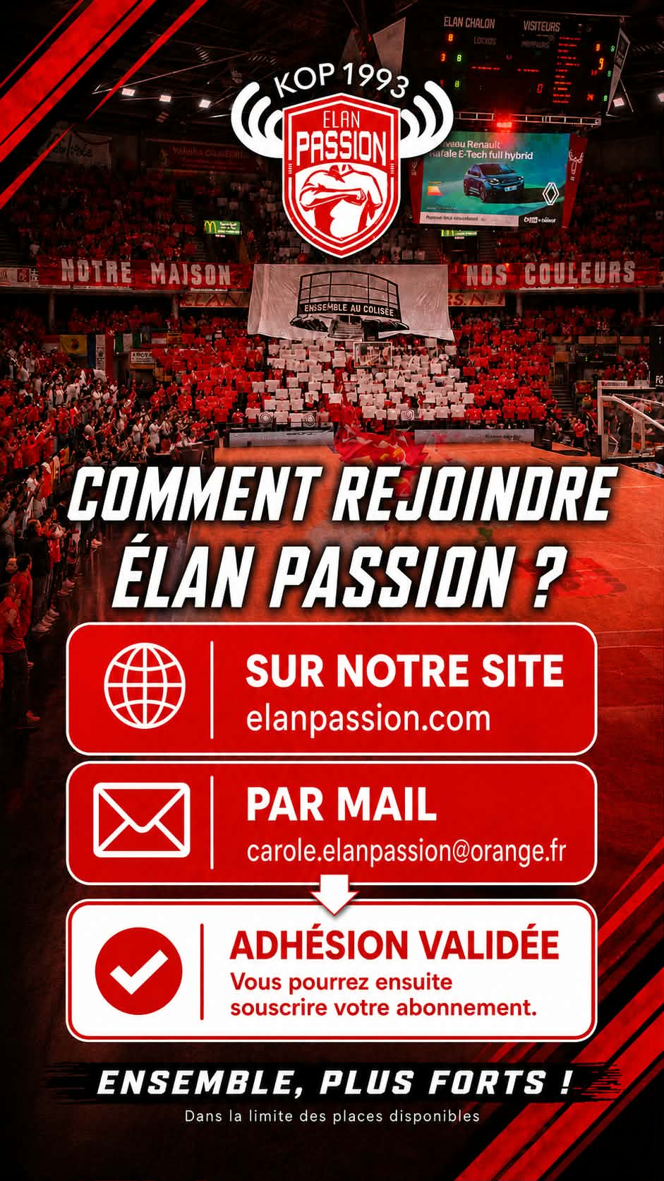 Visuel Comment rejoindre Élan Passion : site et mail